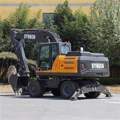 Rubber tire excavator a awm bawk.